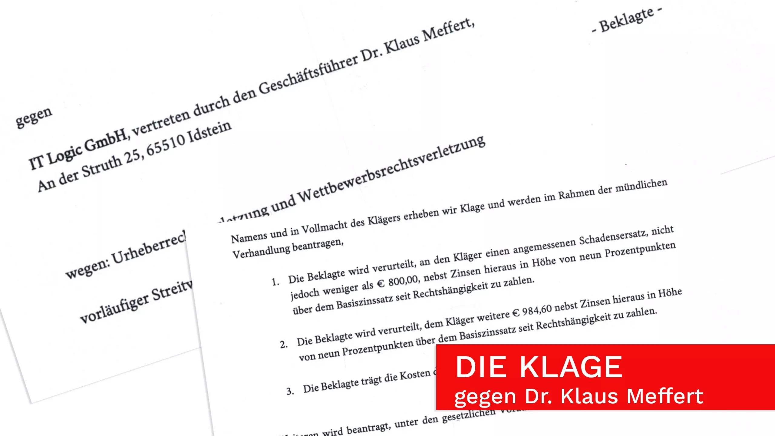 Zunehmende juristische Auseinandersetzungen mit Dr. Klaus Meffert aus Idstein